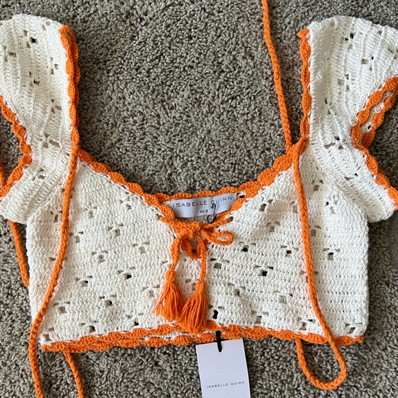 NEW!! $320 Isabelle Quinn - Ramona Crochet Set - Ivory/Citrus- HAND MADE - Picture 5 of 15